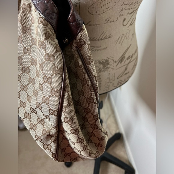 Gucci GG Tan Brown Monogram GG Canvas Large Sukey Tote FREE SHIPPING - Picture 11 of 16